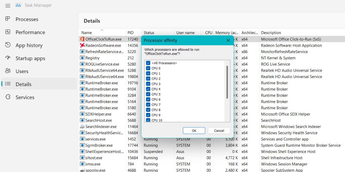 Change CPU Affinity 