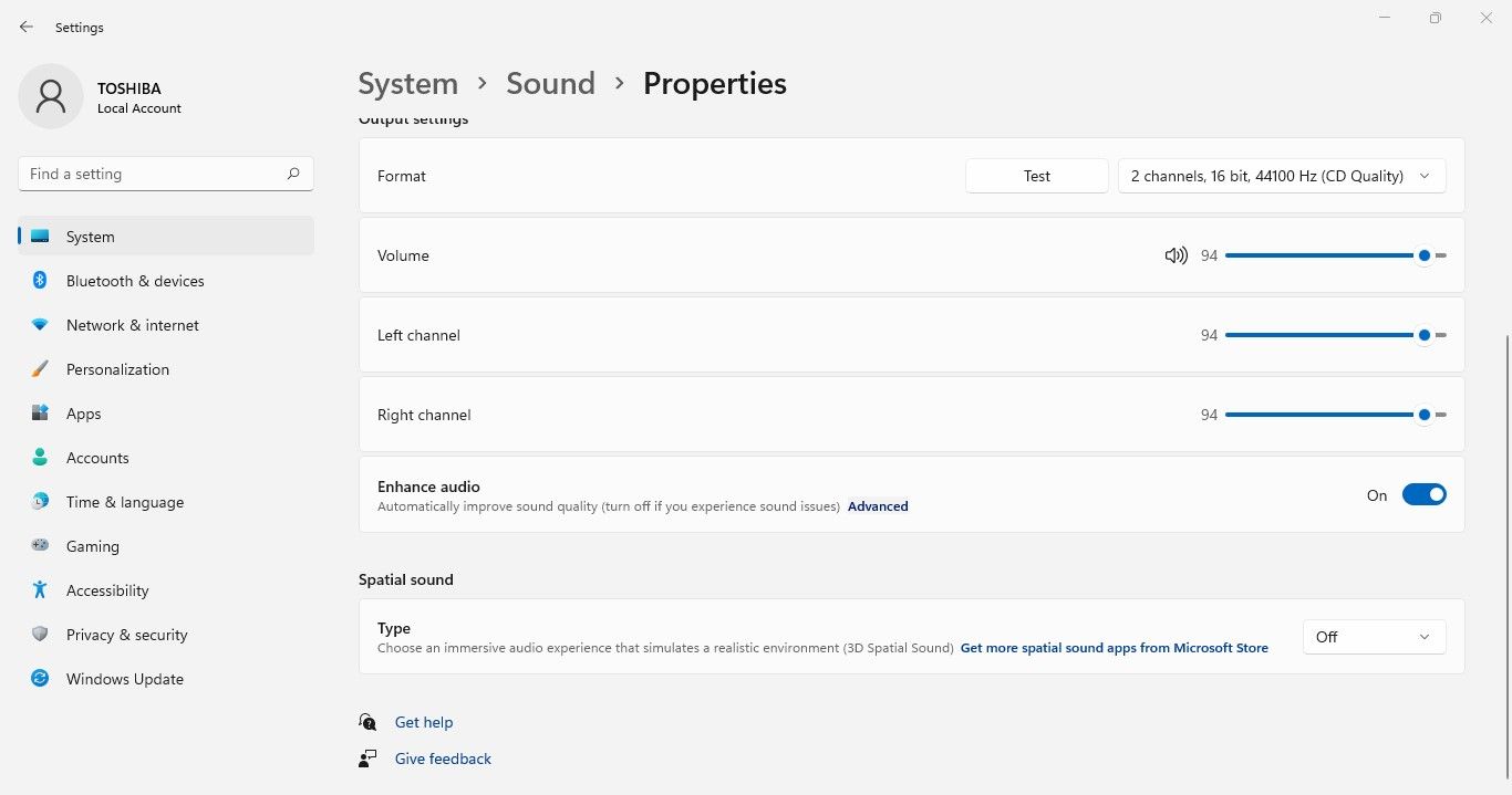 Opening Advanced Option in the Sound Output Settings in Windows 11 Settings App