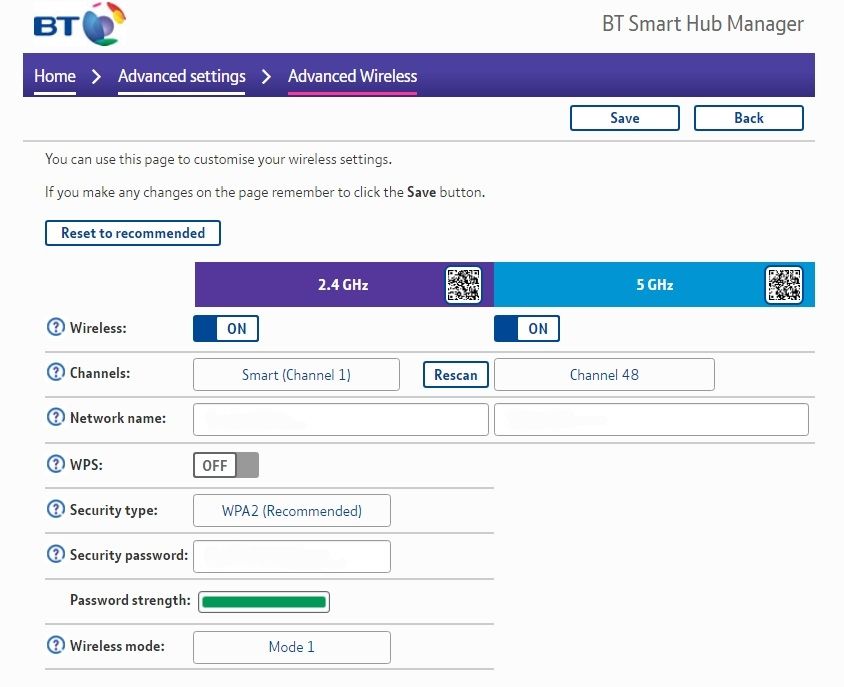 bt wifi router setttings