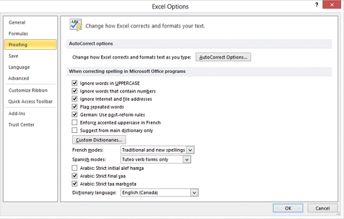 excel options