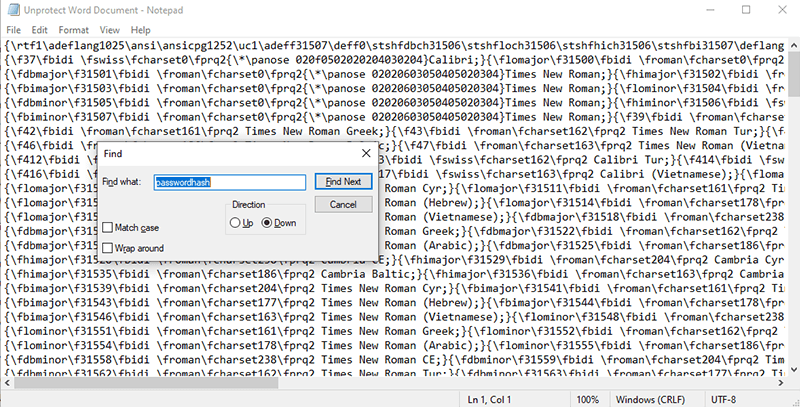 find passwordhash in notepad