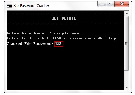 crack rar password successfully