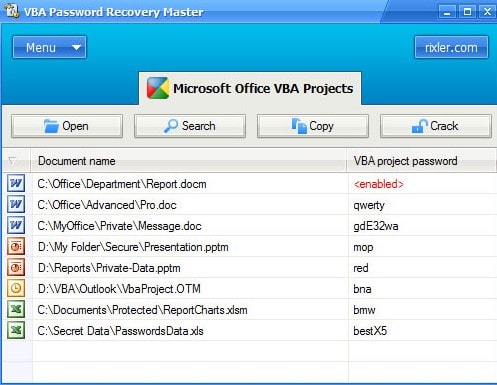 relix vba password recovery master