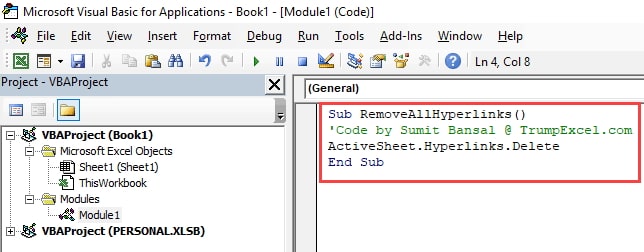 remove all hyperlinks vba code