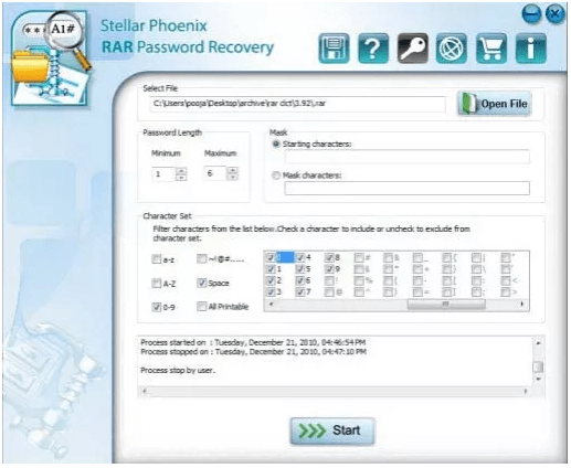 stellar phoenix rar password recovery