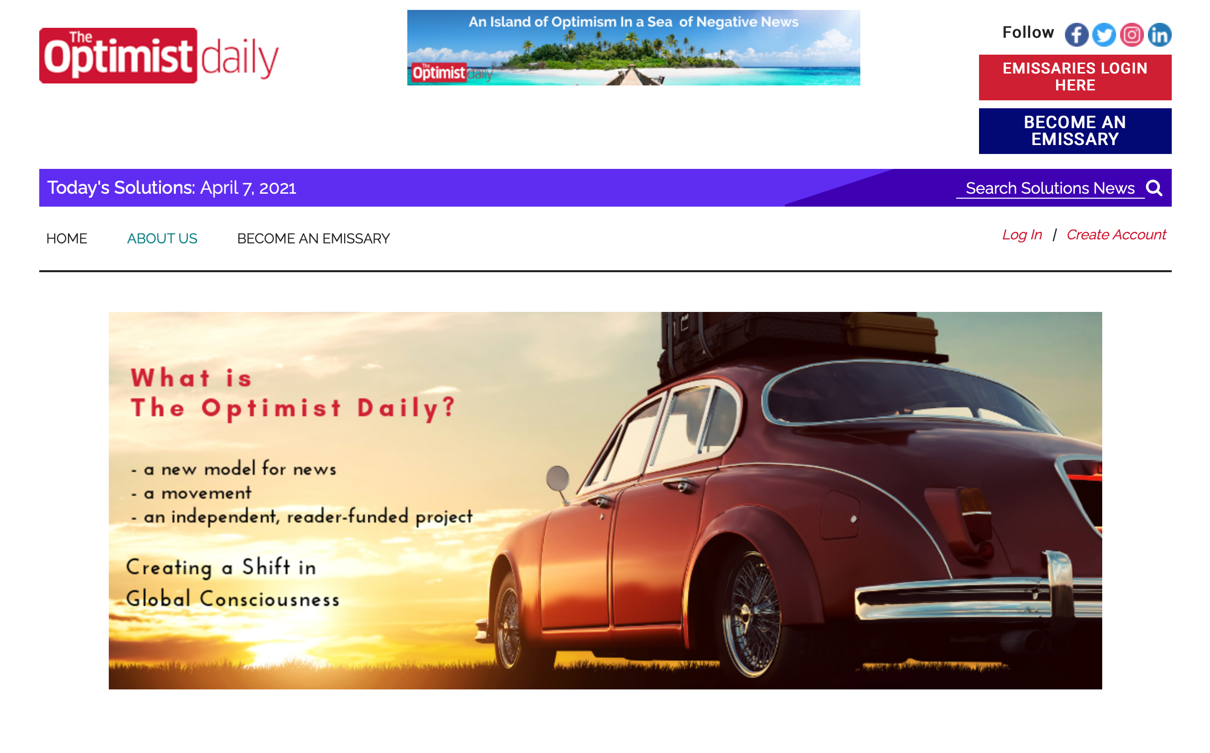 The Optimist Daily good news website