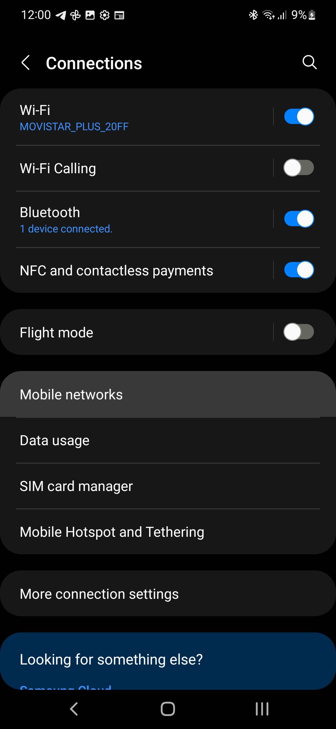 Samsung mobile network menu