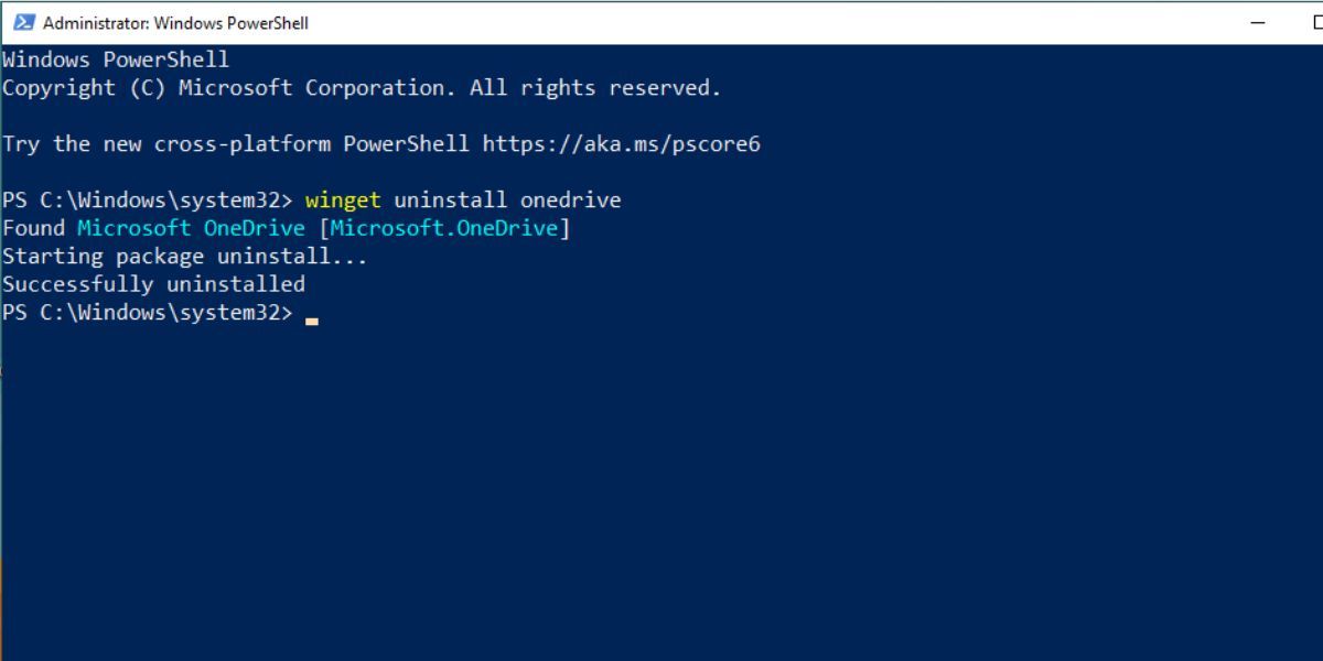 Uninstall OneDrive Using Powershell