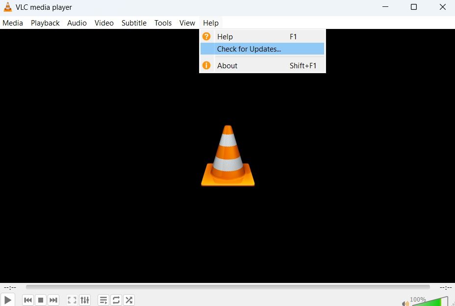 Check for Update option of VLC