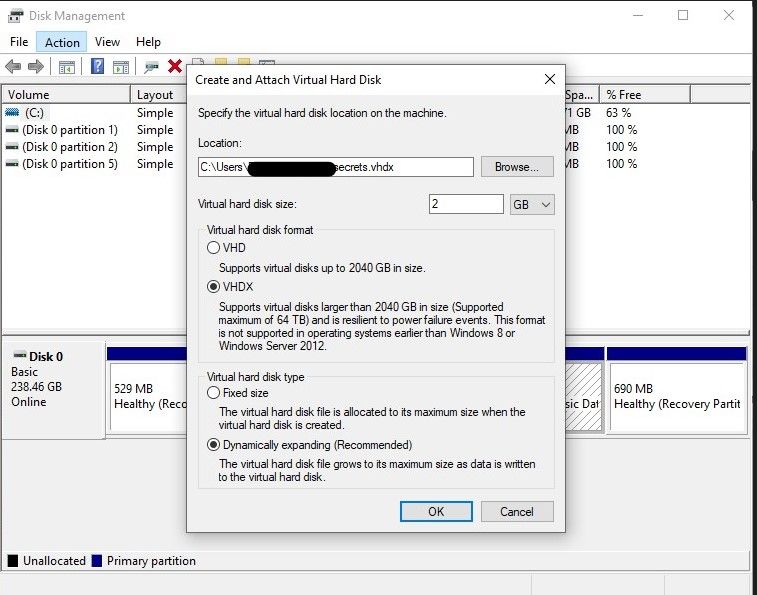 create virtual disk