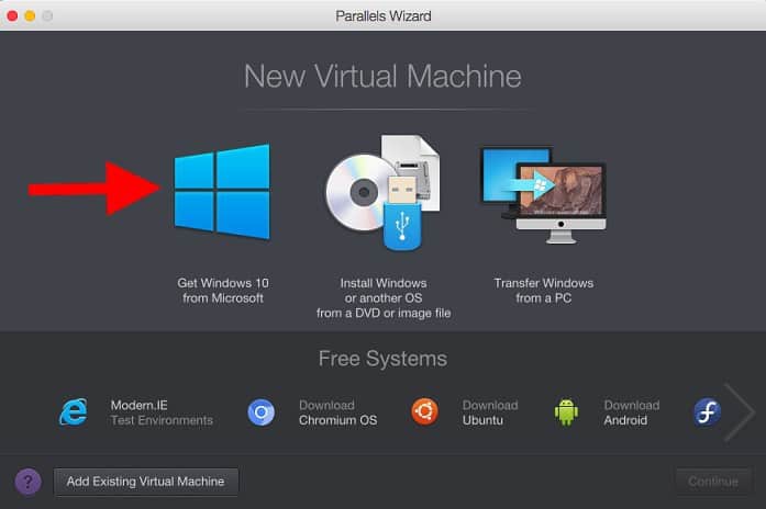 install windows 10 mac - parallels wizard