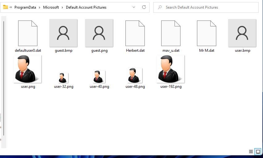 New default user account image files