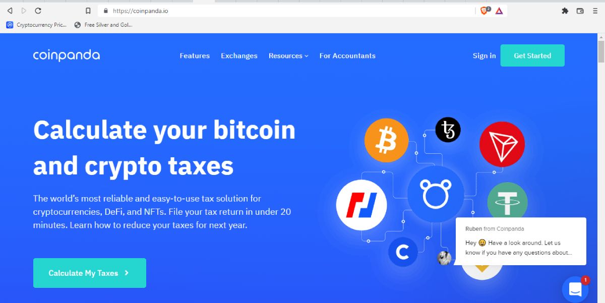 screenshot of coinpanda homepage