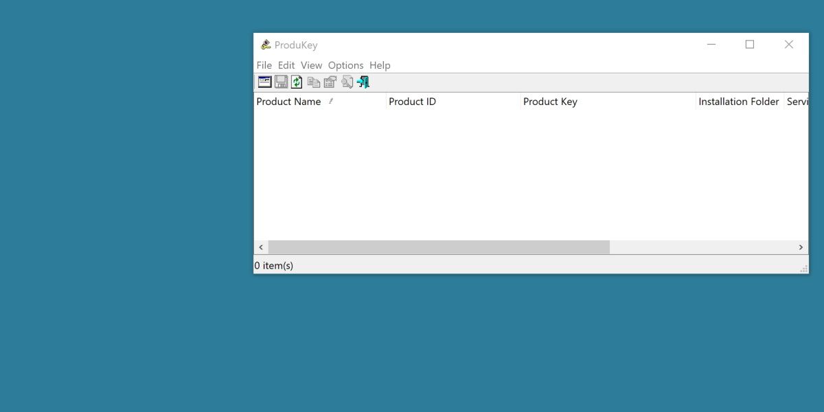 screenshot of produkey