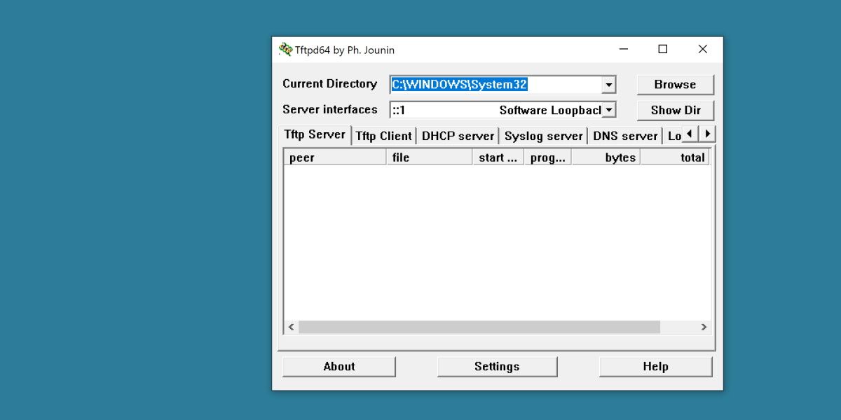 screenshot of tftpd portable