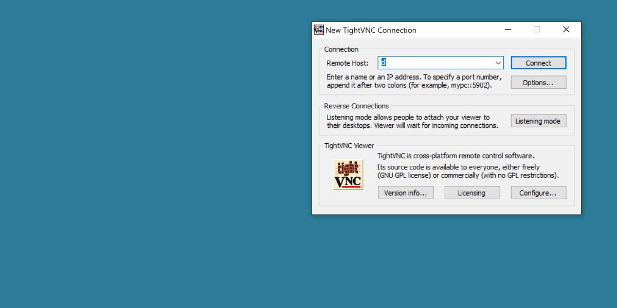 screenshot of tight vnc viewer portable