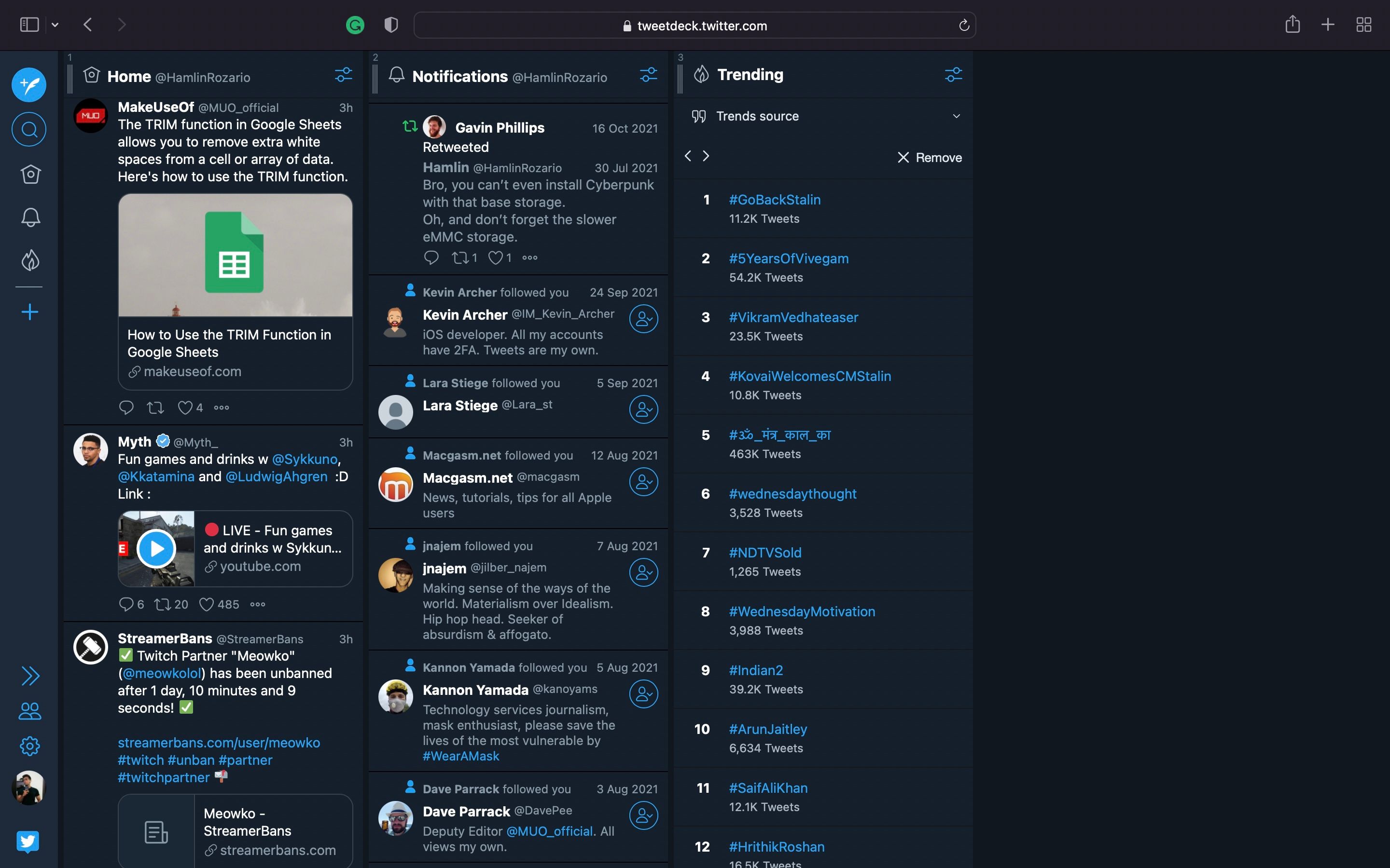 TweetDeck web app