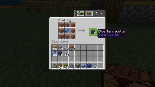 Blue Terracotta in a Crafting Table in Minecraft