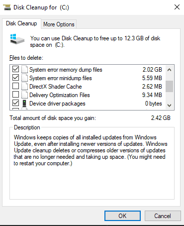 Disk Cleanup process