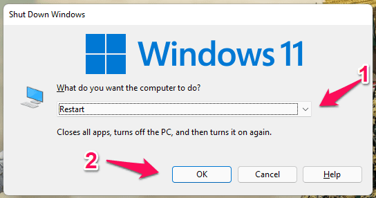 Restart Windows 11 PC