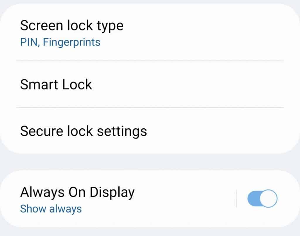 Secure Lock Settings