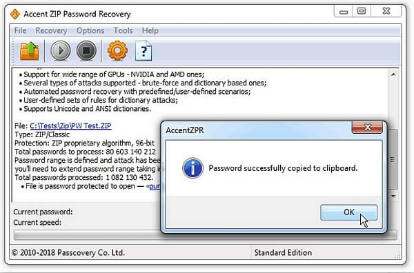 accent zip password recovery