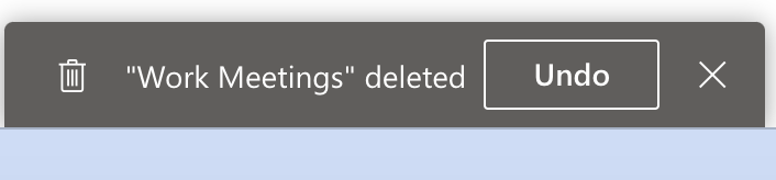 Google will confirm your calendar has been removed; click “Undo” to undo the action